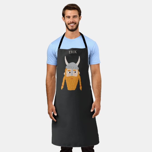 Funny Viking Personalised Apron (Worn)
