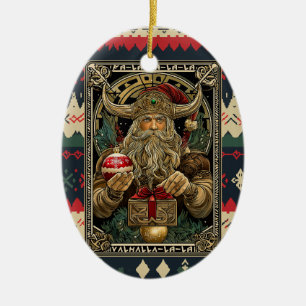 Funny Viking Santa Claus Valhalla Christmas Yule  Ceramic Ornament