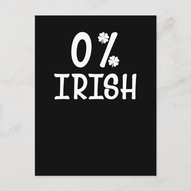 Funny Vintage 0% Irish St. Patrick's Day Postcard (Front)