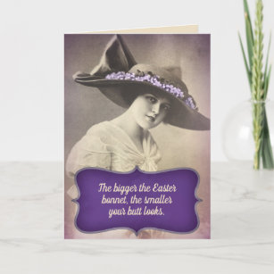 Funny Vintage 1920s Woman With Large Easter Bonnet Card