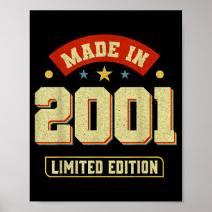 Funny Vintage 2001 Birthday Quotes Celebration Poster