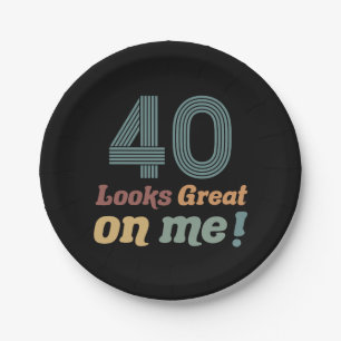 Funny Vintage 40th Birthday Paper Plate