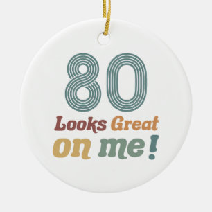 Funny Vintage 80th Birthday Ceramic Ornament