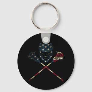 Funny Vintage American Flag Lacrosse Usa Sport Men Key Ring