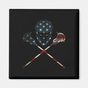 Funny Vintage American Flag Lacrosse Usa Sport Men Magnet