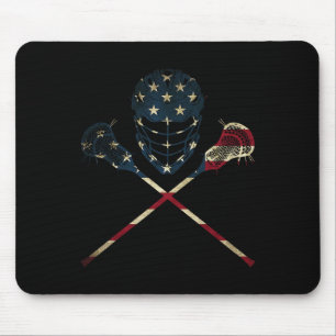 Funny Vintage American Flag Lacrosse Usa Sport Men Mouse Pad