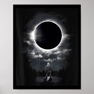 Funny Vintage Astronaut Space Eclipse Science Poster