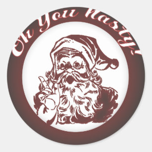 Funny Vintage Bad  Santa Retro Christmas Classic Round Sticker