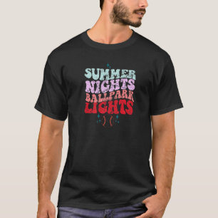 Funny Vintage Baseball Mum Summer Nights Ballpark T-Shirt