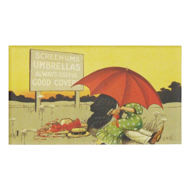 Funny vintage beach umbrella sweethearts name tag (Front)