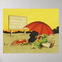 Funny vintage beach umbrella sweethearts