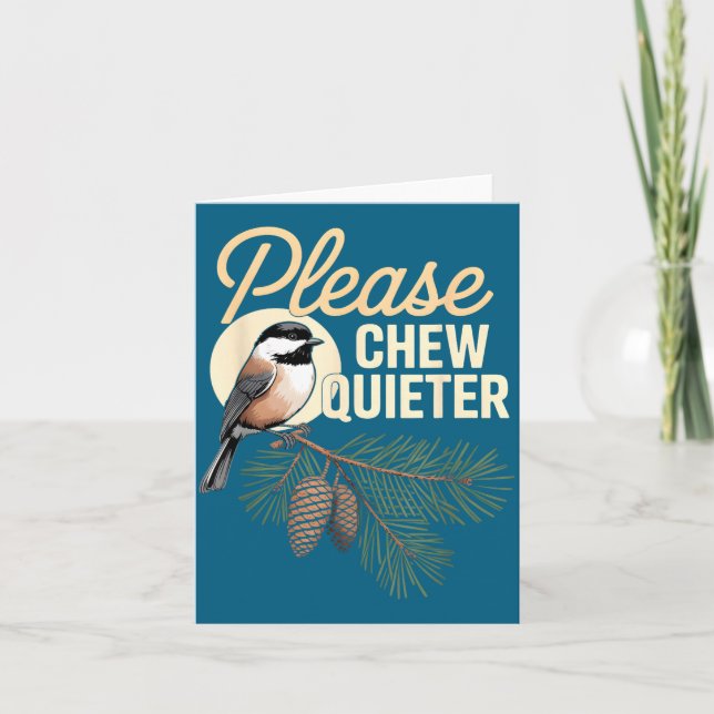 Funny Vintage Bird Nature Illustration Please Chew Card (Front)