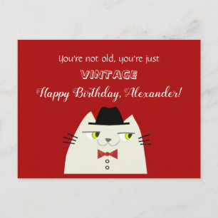 Funny Vintage Birthday Cat Postcard Humour