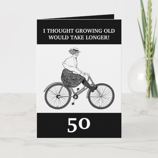 Funny Vintage Black and White Sister 50th Birthday Card (Front)
