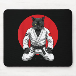 Funny Vintage Black Cat Brazilian Jiu-Jitsu Retro Mouse Pad