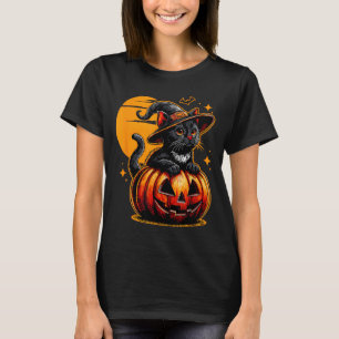 Funny Vintage Black Cat Halloween Pumpkin Spooky T-Shirt
