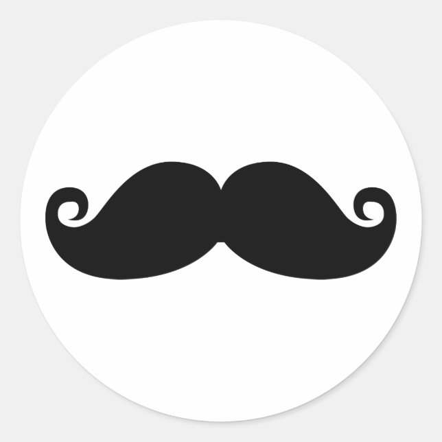 Funny Vintage Black Moustache Classic Round Sticker (Front)