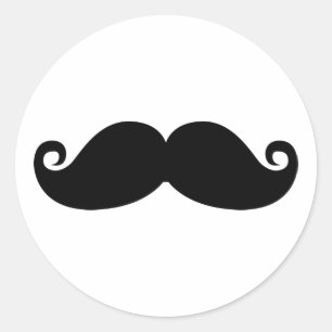 Funny Vintage Black Moustache Classic Round Sticker
