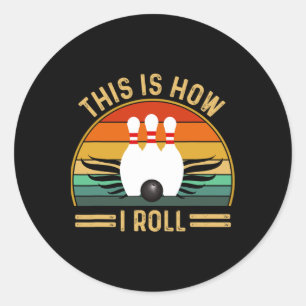 Funny Vintage Bowling Shirts For Women Men's Bowli Classic Round Sticker