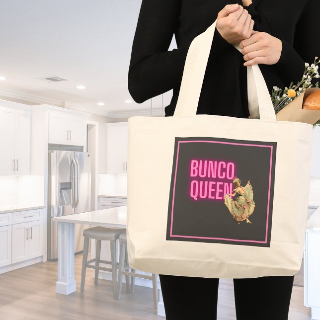 Funny Vintage Bunco Queen  Large Tote Bag (Creator Uploaded)