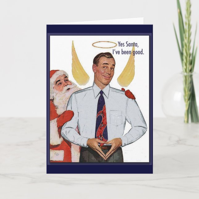 Funny Vintage Christmas Angel Holiday Card (Front)