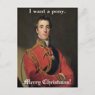 Funny Vintage Christmas Painting Lord wants a Pony Holiday Postcard