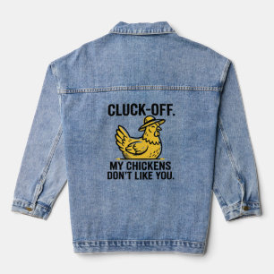 Funny Vintage Cluk Off Chicken Lover Minimalist Denim Jacket