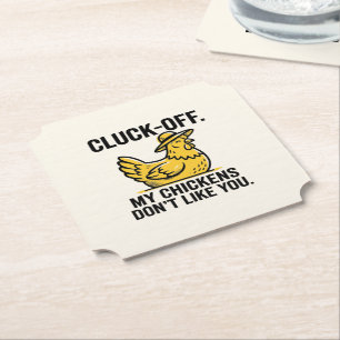 Funny Vintage Cluk Off Chicken Lover Minimalist Paper Coaster