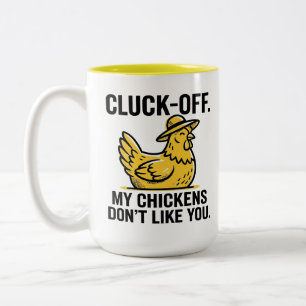 Funny Vintage Cluk Off Chicken Lover Minimalist Two-Tone Coffee Mug