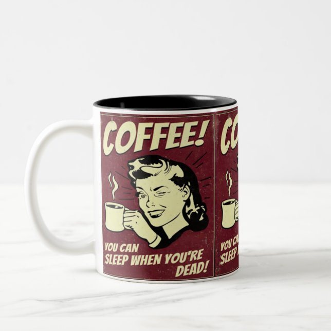 Funny vintage coffee design mug (Left)