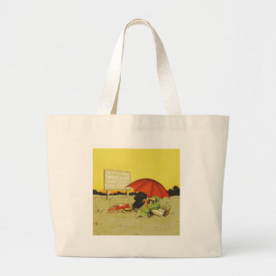 Funny vintage couple large tote bag