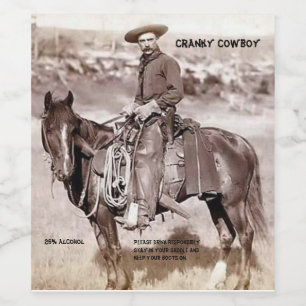 Funny Vintage Cowboy on Horse Wine Label