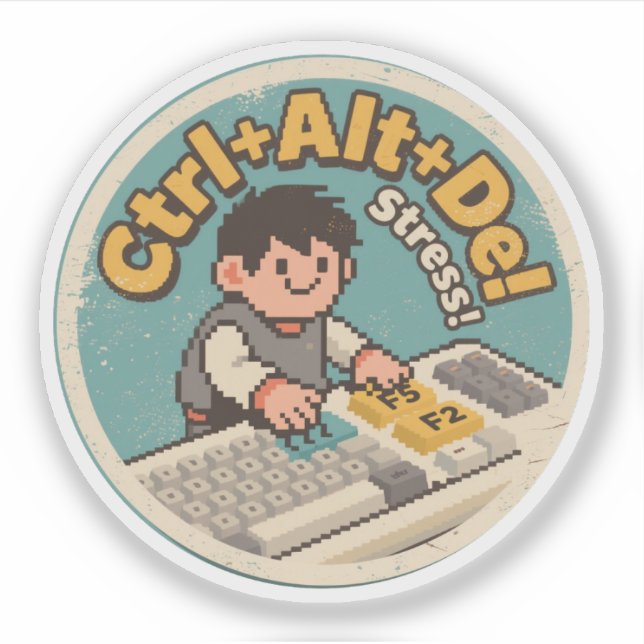Funny Vintage Ctrl+Alt+Del Stress Retro Design (Front)
