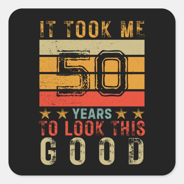 Funny vintage custom number birthday for men square sticker (Front)