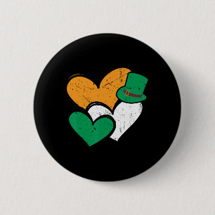 Funny Vintage Cute Hearts St Patricks Day Women Gi 6 Cm Round Badge