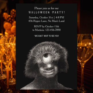 Funny Vintage Cyclops Halloween Party Invitation