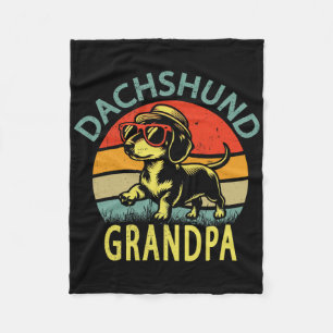 Funny Vintage Dachshund Grandpa Father's Day Fleece Blanket