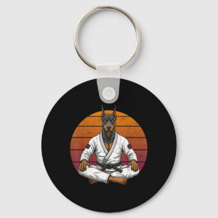 Funny Vintage Doberman nscher Brazilian Jiu Jitsu Key Ring
