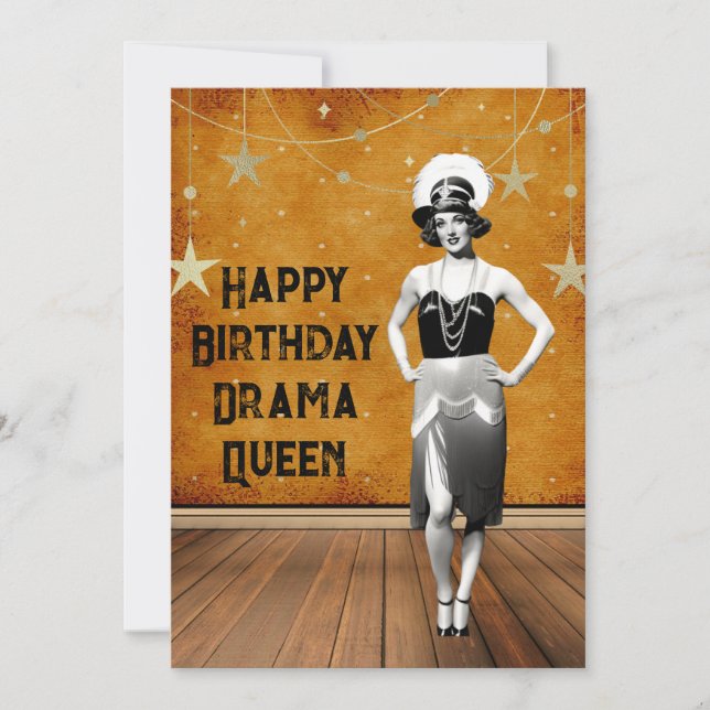 Funny Vintage Drama Queen Birthday   Card (Front)