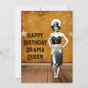 Funny Vintage Drama Queen Birthday   Card