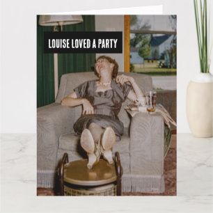 FUNNY VINTAGE DRUNK WOMAN GREETING BIRTHDAY CARD