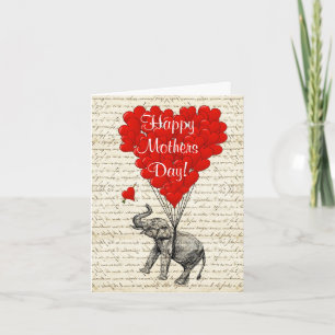 Funny vintage elephant mothers day card
