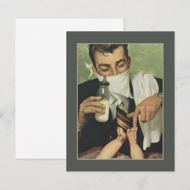 Funny Vintage Father's Day Dad Changing Diapers (Front/Back)