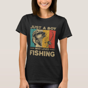 Funny Vintage Fishing Jokes Boys Fisherman B Fish T-Shirt