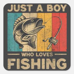 Funny Vintage Fishing Jokes Boys Fisherman Bass Fi Square Sticker