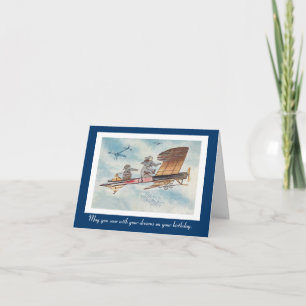 Funny Vintage Flying Elephants Birthday Card