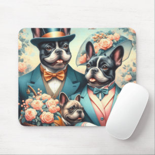 Funny Vintage French Bulldog Painting Mouse Pad