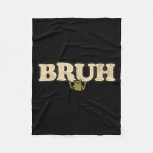 Funny Vintage Frog Attitude Meme - Bruh Frog  Fleece Blanket