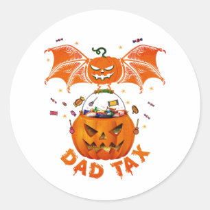 Funny vintage Ghost Pumpkin Halloween dad tax Classic Round Sticker