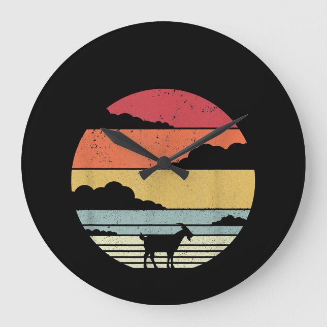 Funny Vintage Goat Gift Large Clock (Front)